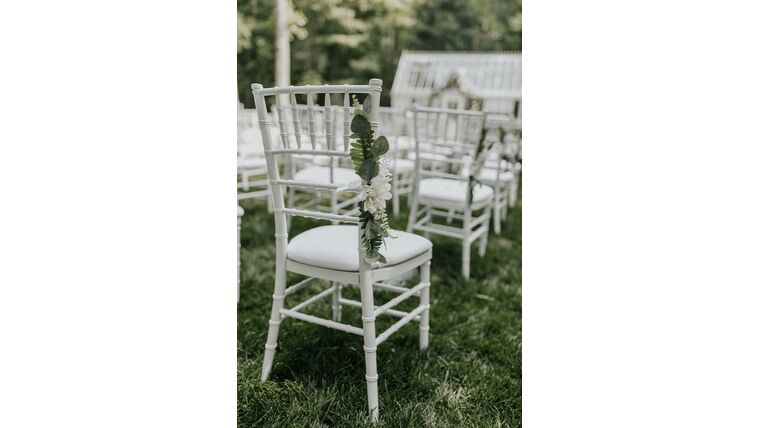 Floral Decor- Chair Tie Back Arrangements rental for weddings and events in Atlanta GA