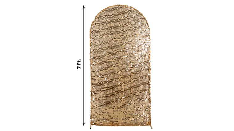 Backdrop- 7FT Arch Gold Sequin Backdrops rental for events in Atlanta