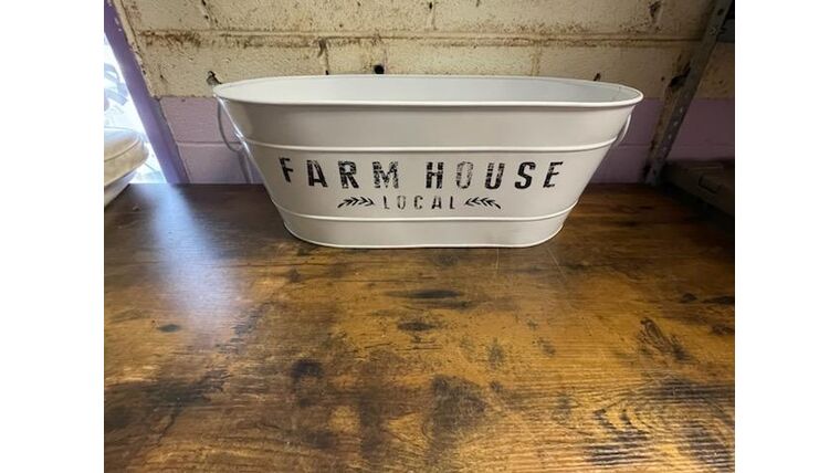 White Farmhouse Bucket Basket &amp; Bins rental for events in Atlanta