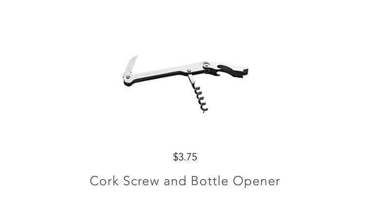 Cork Screw and Bottle Opener Beverage &amp; Barware rental for events in Atlanta