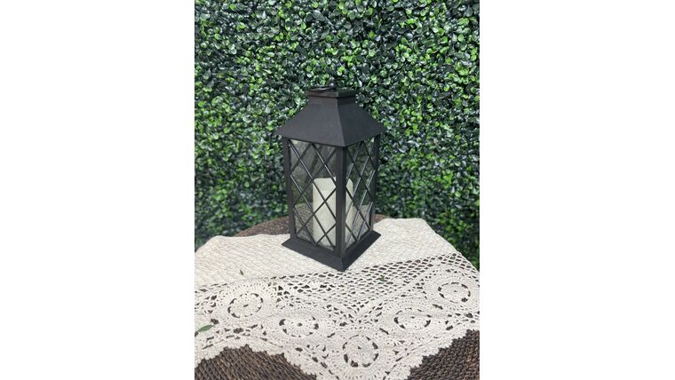 Candle Holder- Black Lantern with  LED Candle inside Candle Holders rental for events in Atlanta