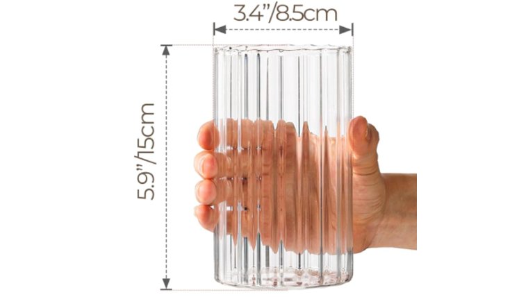 Candle Holder- Glass Ribbed Cylinder 6" Candle Holders rental for events in Atlanta