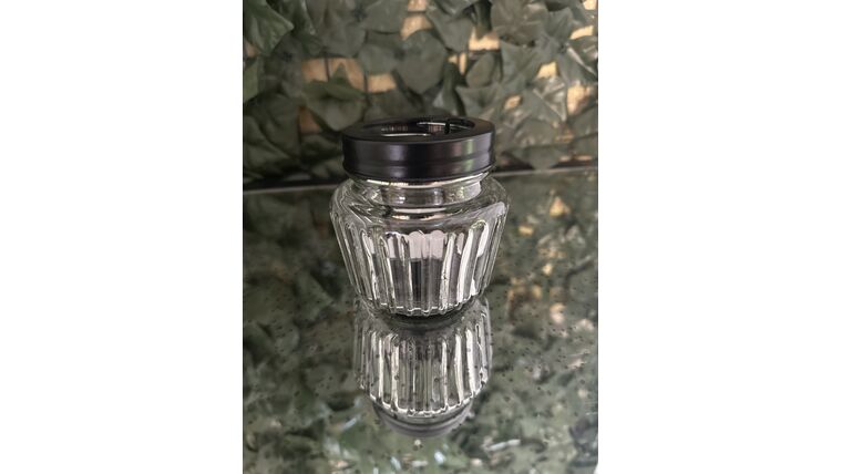 Candle Holder- Glass with Black Rim Candle Holders rental for events in Atlanta