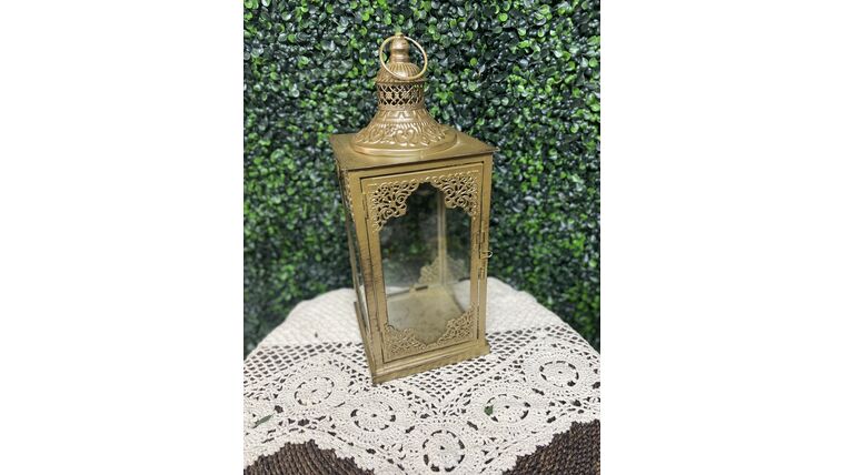 Candle Holder- Lantern Medium Gold Candle Holders rental for events in Atlanta