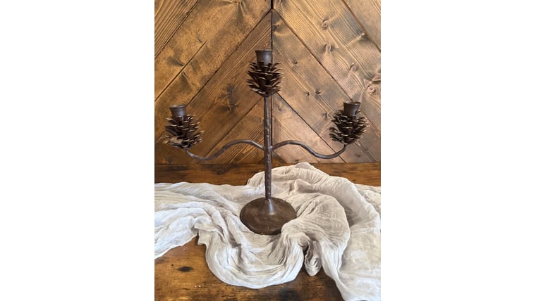 Candle Holder- Pinecone Brass 3 tier Candle Holders rental for events in Atlanta