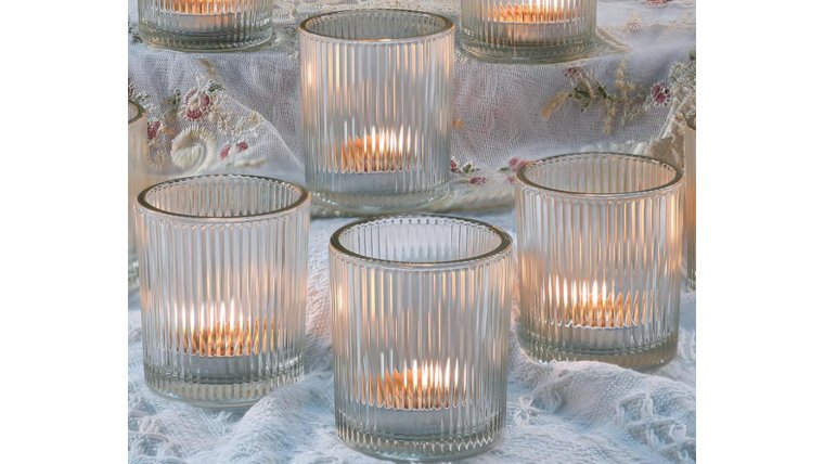 Candle Holder- Ribbed  Textured Glass Votive Candle Holders rental for events in Atlanta