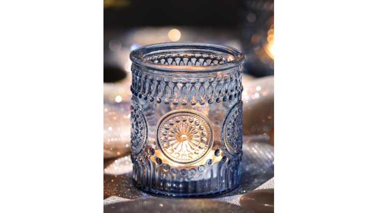 candle holder- Textured Glass Blue Votive Candle Holders rental for events in Atlanta