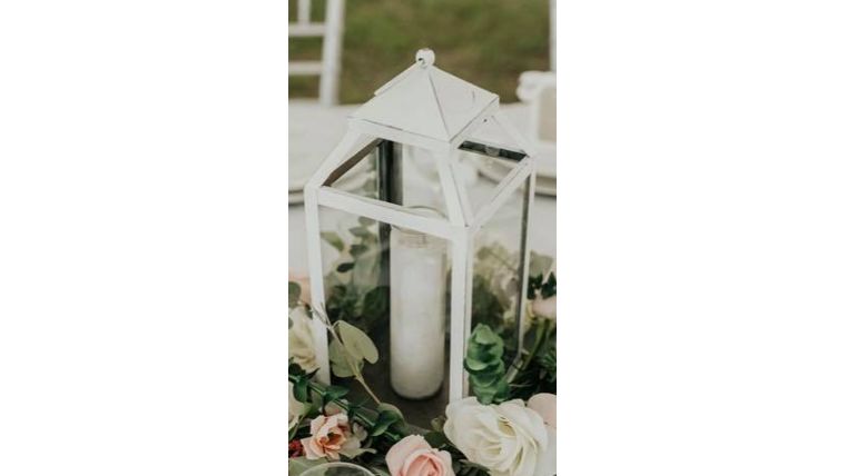 Decor- Lantern White Modern Candle Holders rental for events in Atlanta