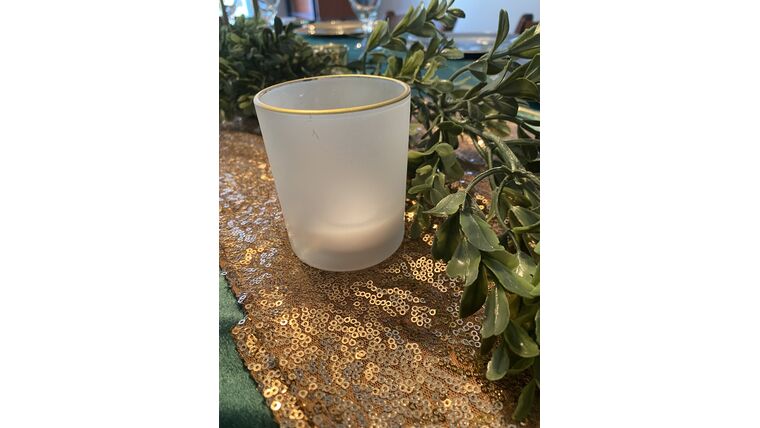 Glass Votive with Gold Rim Candle Holders rental for events in Atlanta