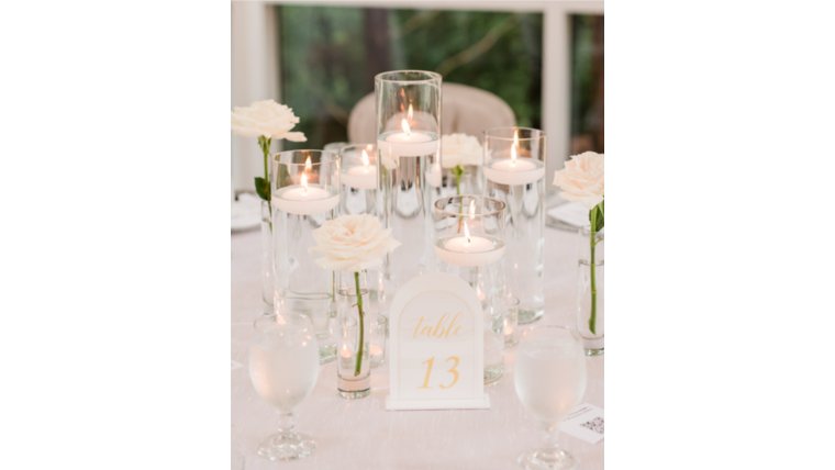 Low Centerpiece style with Bud and Cylinder Vases Centerpieces rental for events in Atlanta