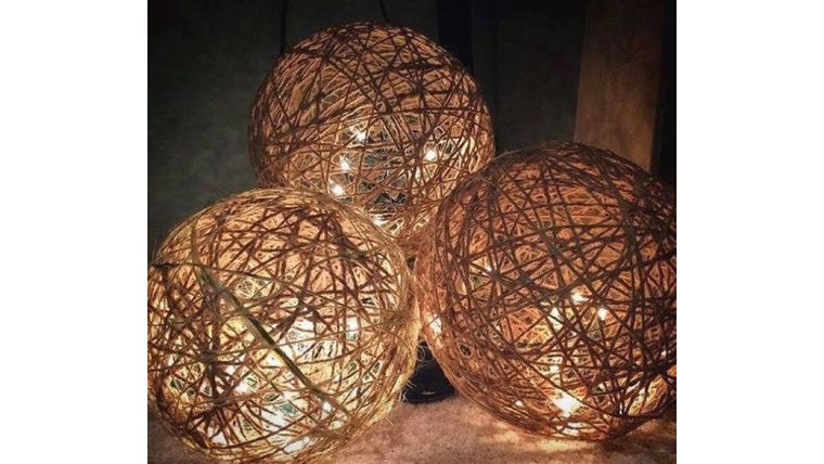 Lighted Grapevine Twine Balls 24'' Chandeliers rental for events in Atlanta