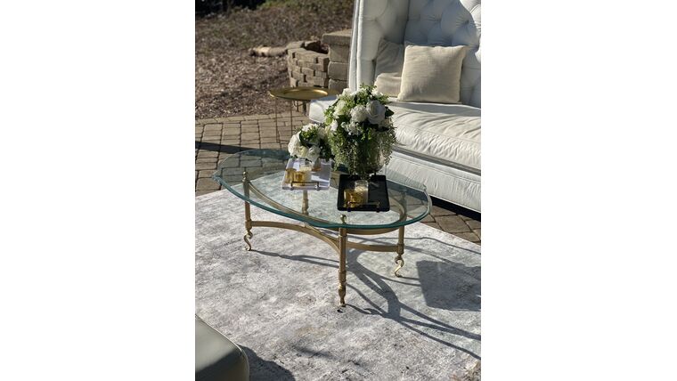 Table- Coffee Gold &amp; Glass Coffee Tables rental for events in Atlanta