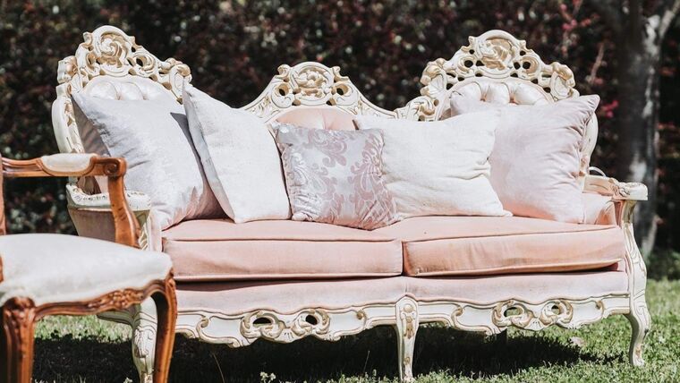 Couch- Pink Antique Couches rental for events in Atlanta