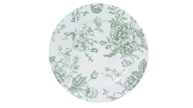Charger- Green French Toile Acrylic (Rented in sets of 10) Dinnerware rental for events in Atlanta