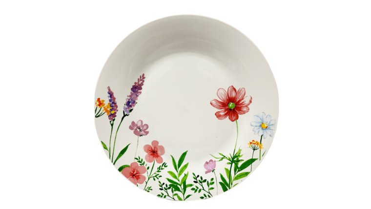 Dinner Plate White Floral (rented in Sets of 25) Dinnerware rental for events in Atlanta