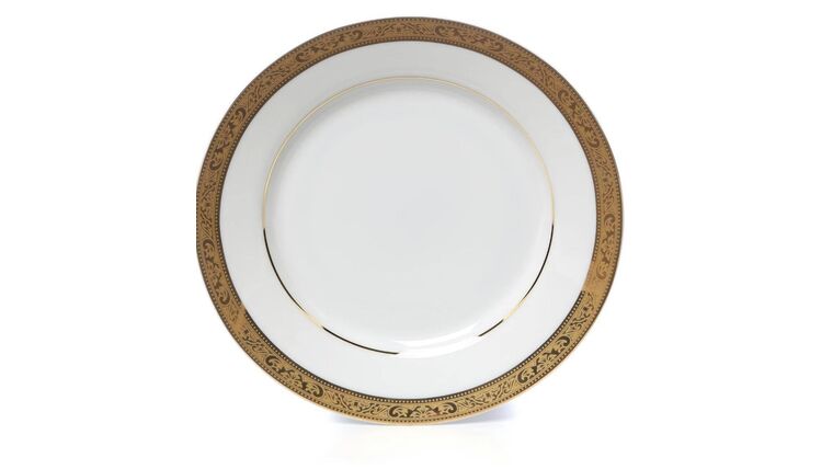 Dinner Plate White with Gold accent (rented in Sets of 5) Dinnerware rental for events in Atlanta