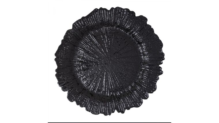 Round Reef Black Charger (Rented in sets of 10) Dinnerware rental for events in Atlanta