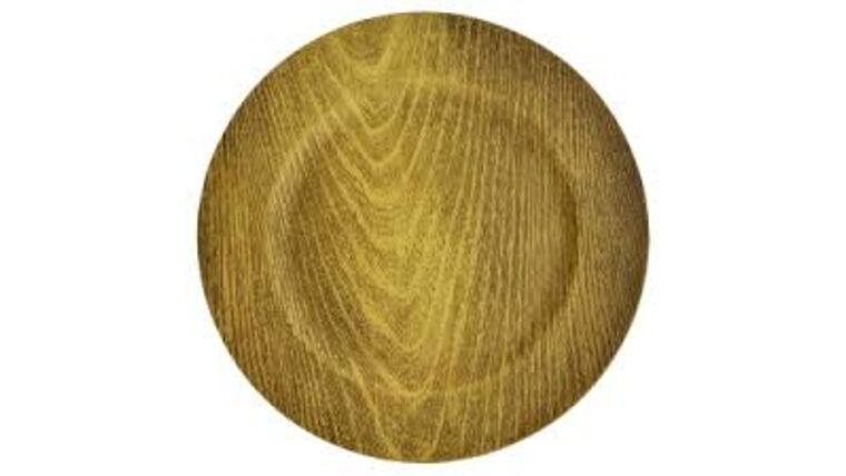 Wood Grain with Gold tone Charger Plate (Rented in sets of 10) Dinnerware rental for events in Atlanta