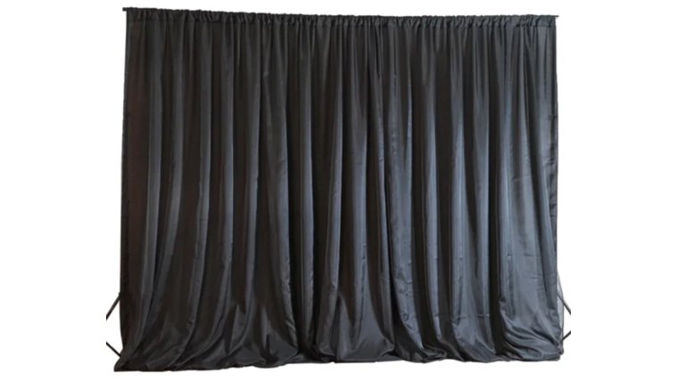 Black Double Layer Polyester Chiffon Backdrop/wall petition Drape rental for events in Atlanta