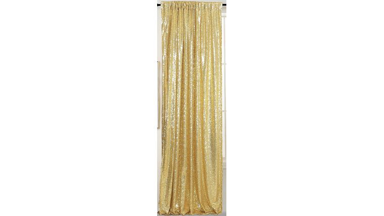 Draping Panel- Gold Sequin 8’ L X 30” W Drape rental for events in Atlanta
