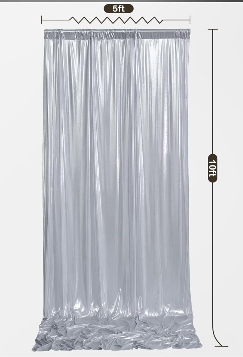 Draping Panel- Silver Sequin/Shimmer 10’ H X 5' W  Drape rental for events in Atlanta