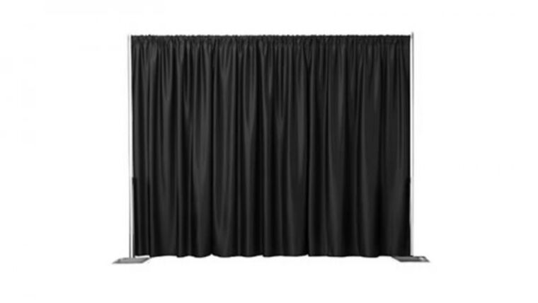 Pipe and Drape- Banjo Black 10'W X 8'H Drape rental for events in Atlanta