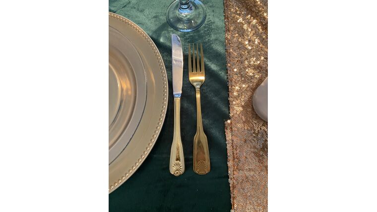 Flatware Set- Gold Shell (Dinner Fork, Dinner Knife, Dinner Spoon) Flatware rental for events in Atlanta
