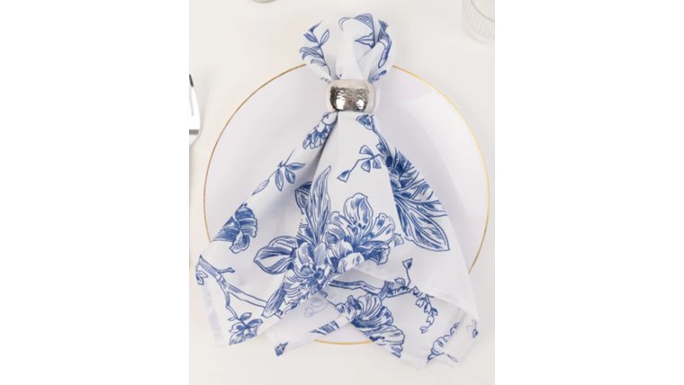 Linen Napkin- 20X20 Blue French Country Polyester Napkins rental for events in Atlanta