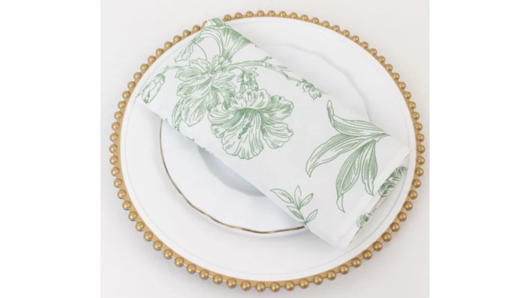 Linen Napkin- 20X20 Green French Country Polyester Napkins rental for events in Atlanta