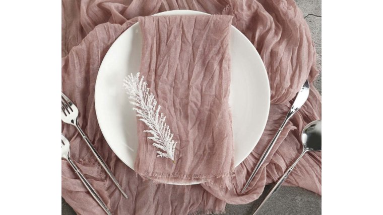 Linen Napkin- Cheesecloth Dusty Rose Napkins rental for events in Atlanta