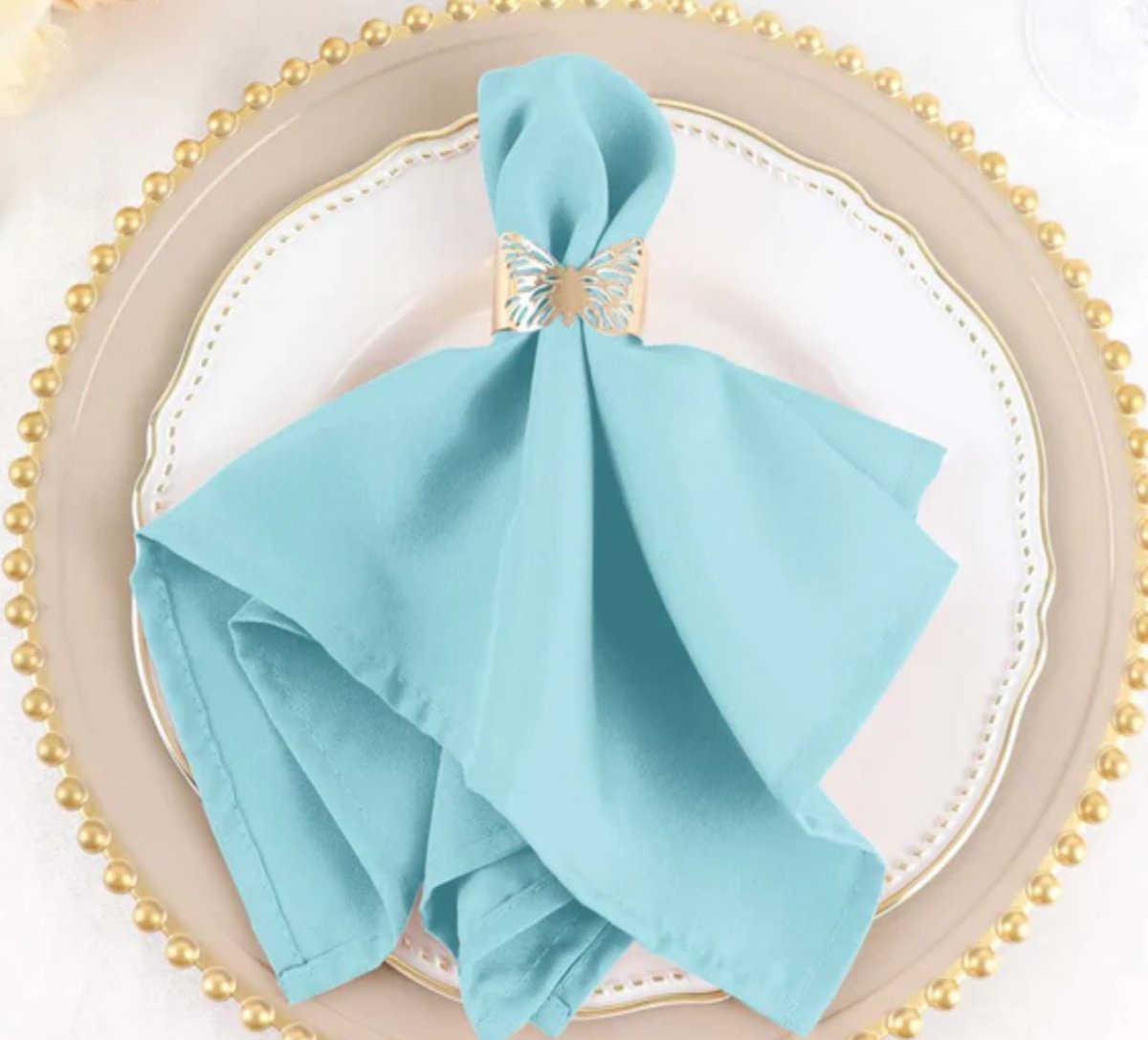 Linen Napkin- Polyester Light Blue Napkins rental for events in Atlanta