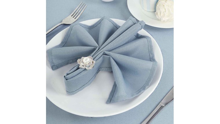 Linen Napkin- Polyester Dusty Blue Napkins rental for events in Atlanta