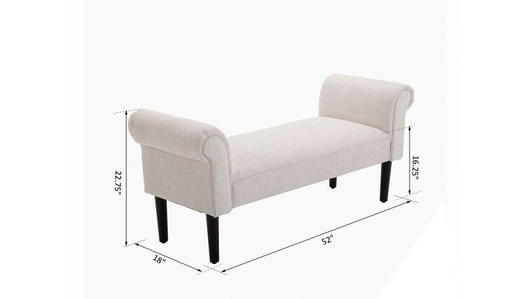 Upholstered Accent Ottoman Bench with Armrests- Cream Ottomans rental for events in Atlanta