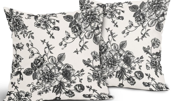 Pillow- Floral Navy &amp; White Pillows rental for events in Atlanta