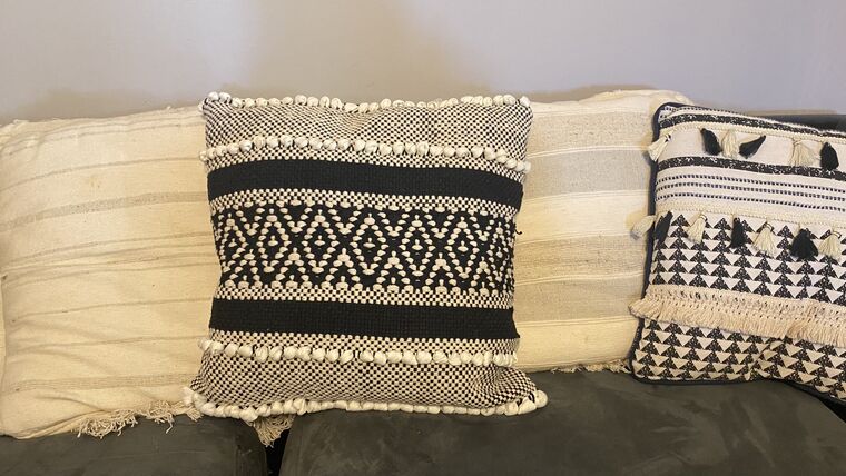 Pillow- White Accent with Fringe Pillows rental for events in Atlanta