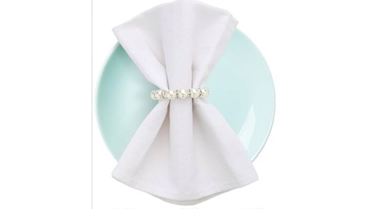 Linen Napkin Ring- White Pearl Props rental for events in Atlanta
