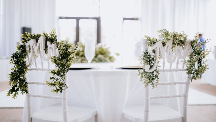 Mr. &amp; Mrs. Chair Decor (Chairs not included) Props rental for events in Atlanta