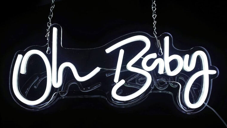 Neon "Oh Baby" Sign Props rental for events in Atlanta