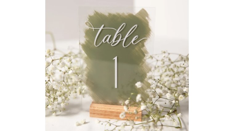 Table Number- Acrylic with Green Background Props rental for events in Atlanta