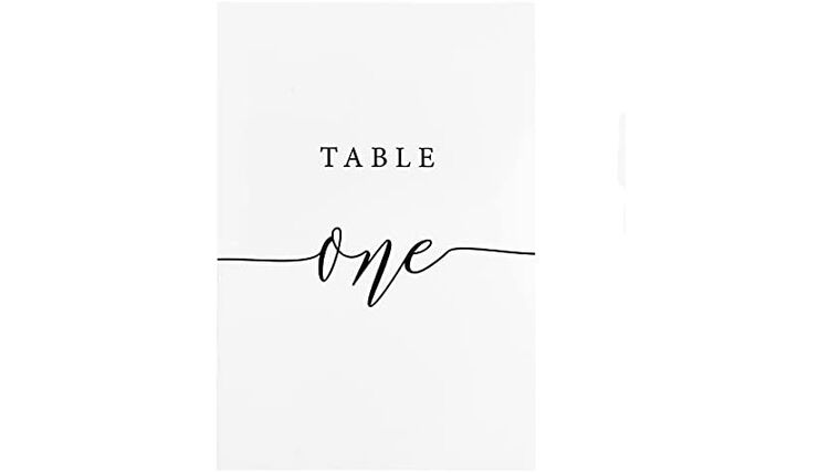 Table Number- White Card with Black Writing Table Number (Head Table &amp; 1-30) Props rental for events in Atlanta