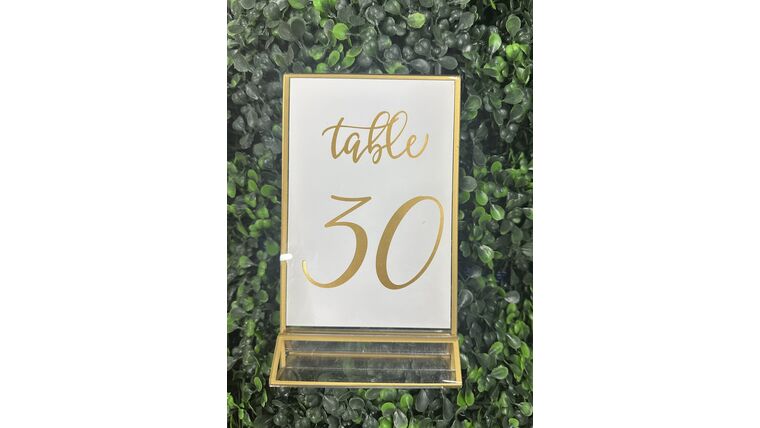 Table Numbers- Gold Frame w/ Gold Numbers Props rental for events in Atlanta