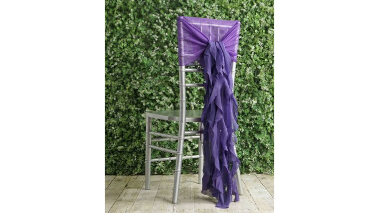 Chair Sash- Chiffon Curly Purple Ribbons &amp; Sashes rental for events in Atlanta