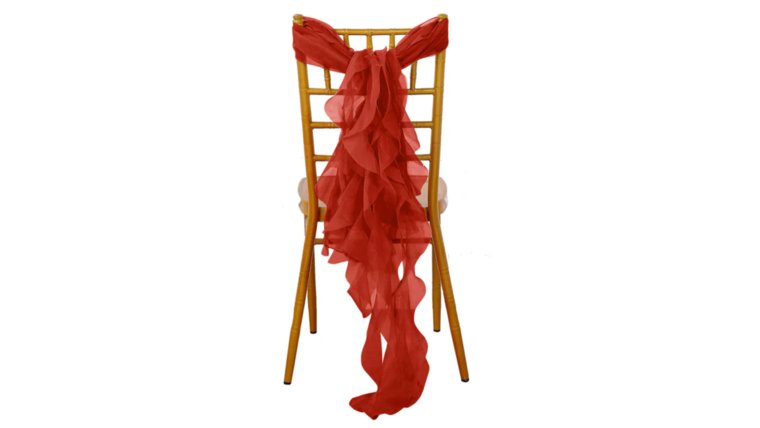 Chair Sash- Chiffon Curly Red Ribbons &amp; Sashes rental for events in Atlanta