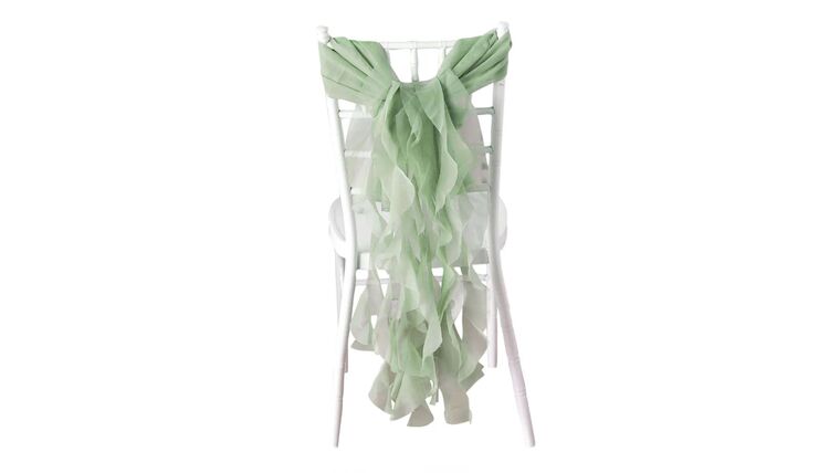 Chair Sash- Chiffon Curly Sage Green Ribbons &amp; Sashes rental for events in Atlanta