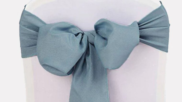 Chair Sash- Polyester Dusty Blue/Stormy Bow Ribbons &amp; Sashes rental for events in Atlanta