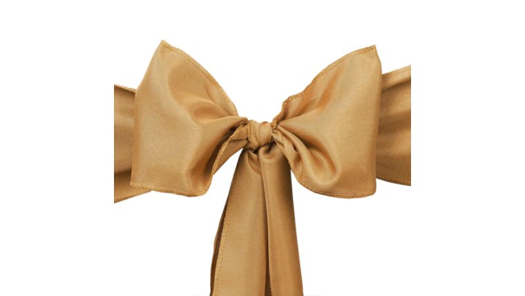 Chair Sash- Polyester Gold Bow Ribbons &amp; Sashes rental for events in Atlanta