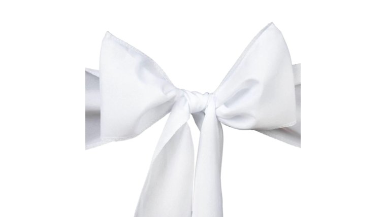 Chair Sash- Polyester White Bow Ribbons &amp; Sashes rental for events in Atlanta