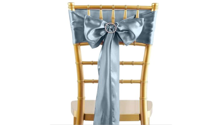 Chair Sash- Silk Dusty Blue Ribbons &amp; Sashes rental for events in Atlanta