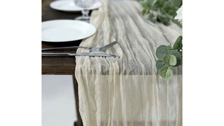 Table Runner- 10 Ft Cream Cheesecloth Runners rental for events in Atlanta