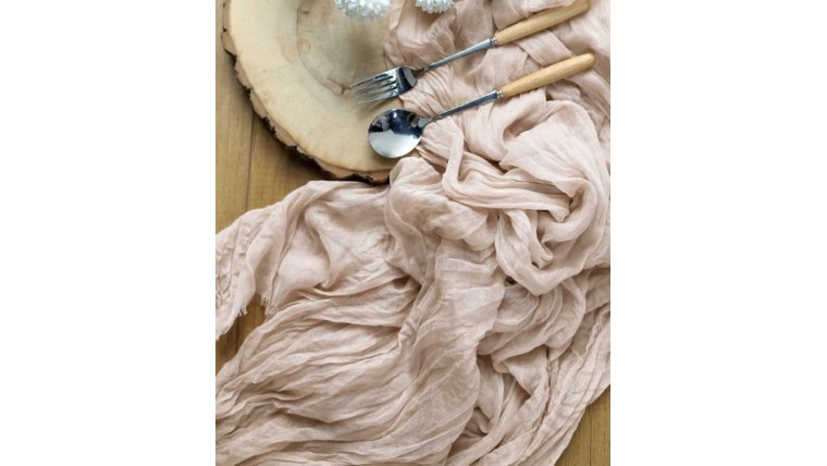 Table Runner- 10 Ft Nude Cheesecloth Runners rental for events in Atlanta